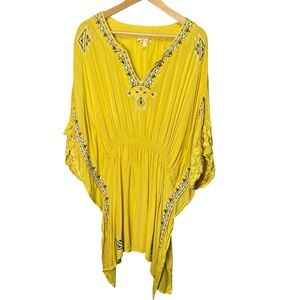 Rise & Bloom Yellow Embroidered Women's Coverup, Size M
